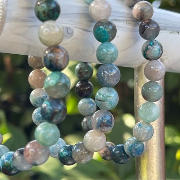 8mm Chrysocolla Stretch Bead Bracelet - Picture 3 of 7